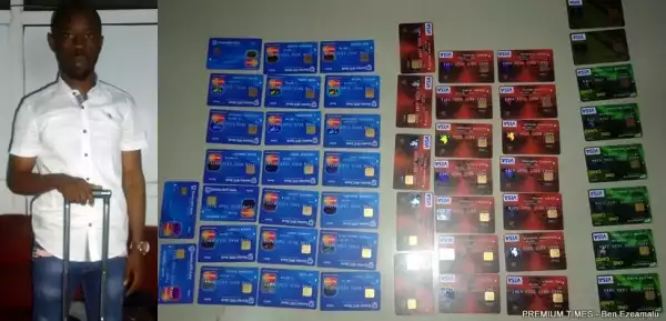 (See Photos) NDLEA Arrests Imo State Man With 108 ATM Cards, While Attempting To Board A Qatar Airline Flight To China
